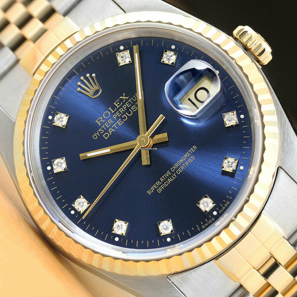 Fake Quality Rolex Authentic Rolex Mens Datejust 16233 Two-tone Factory ...