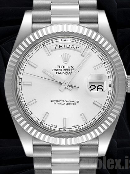 Rolex Day-Date 41mm 218239 Men's Silver-tone White Dial